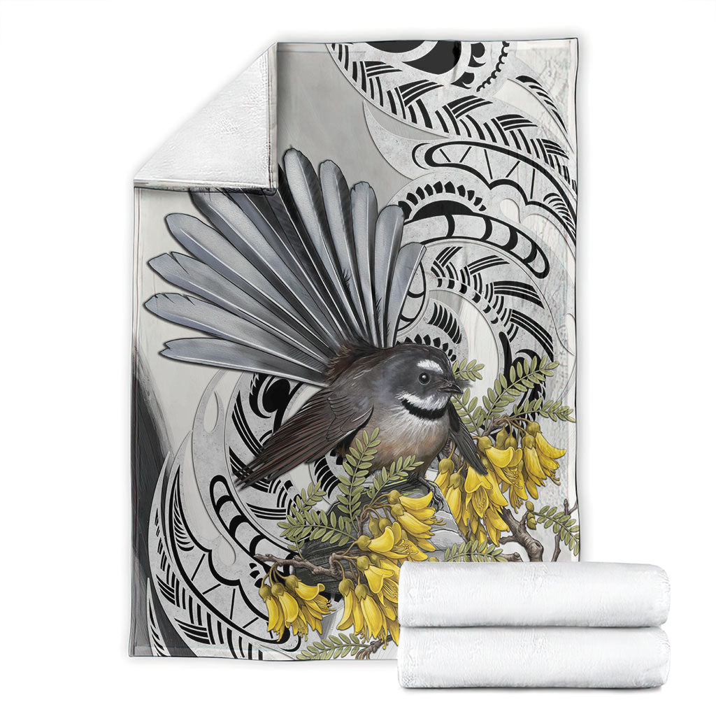 New Zealand Fantail Bird Blanket Maori Piwakawaka Kowhai Maori Pattern