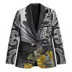 New Zealand Fantail Bird Blazer Maori Piwakawaka Kowhai Maori Pattern