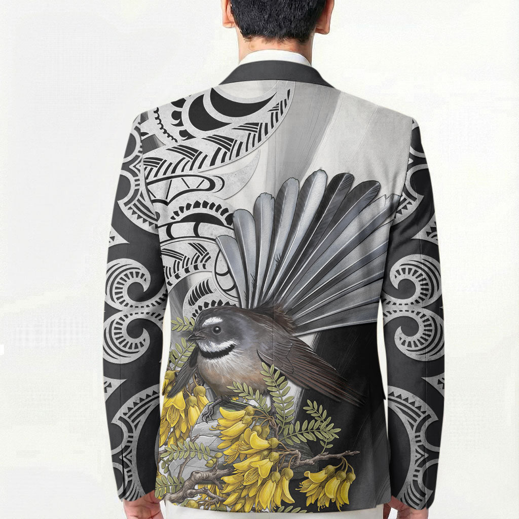 New Zealand Fantail Bird Blazer Maori Piwakawaka Kowhai Maori Pattern