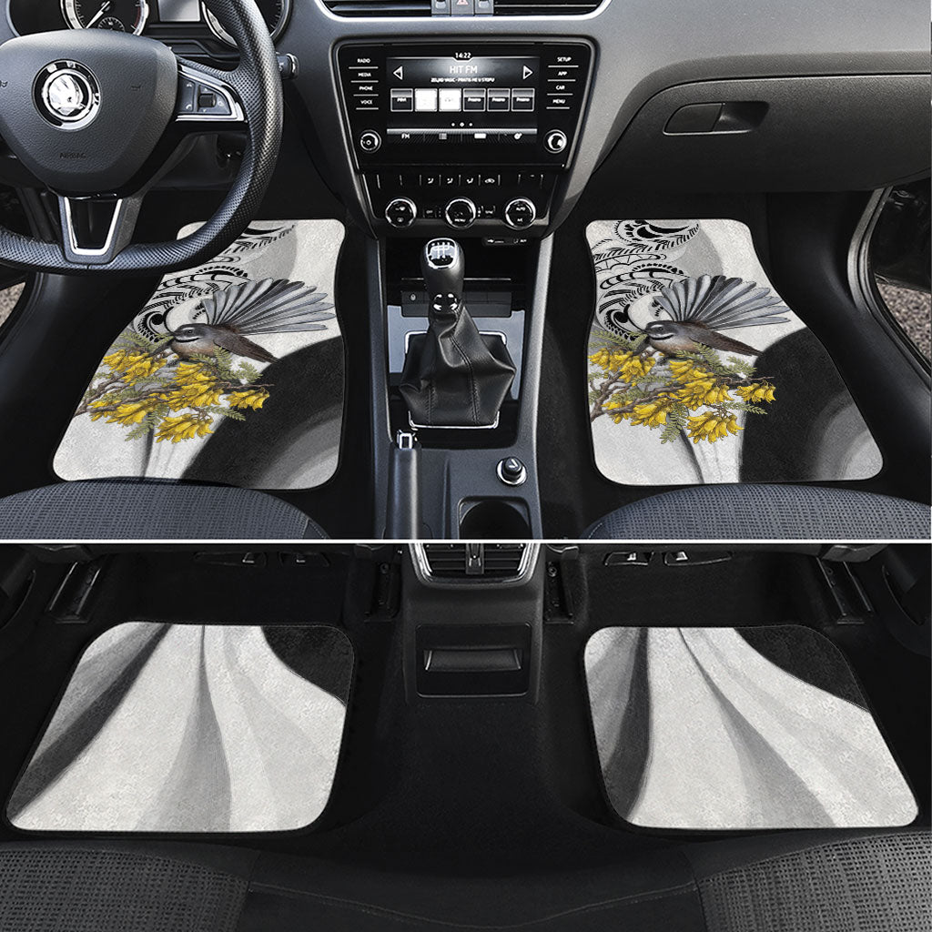 New Zealand Fantail Bird Car Mats Maori Piwakawaka Kowhai Maori Pattern