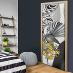 New Zealand Fantail Bird Door Cover Maori Piwakawaka Kowhai Maori Pattern