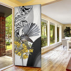 New Zealand Fantail Bird Door Cover Maori Piwakawaka Kowhai Maori Pattern