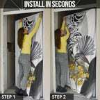 New Zealand Fantail Bird Door Cover Maori Piwakawaka Kowhai Maori Pattern