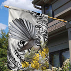 New Zealand Fantail Bird Garden Flag Maori Piwakawaka Kowhai Maori Pattern