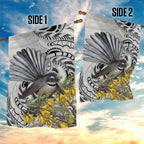 New Zealand Fantail Bird Garden Flag Maori Piwakawaka Kowhai Maori Pattern