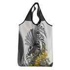 New Zealand Fantail Bird Grocery Bag Maori Piwakawaka Kowhai Maori Pattern