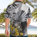 New Zealand Fantail Bird Hawaiian Shirt Maori Piwakawaka Kowhai Maori Pattern