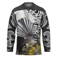 New Zealand Fantail Bird Hockey Jersey Maori Piwakawaka Kowhai Maori Pattern