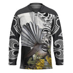 New Zealand Fantail Bird Hockey Jersey Maori Piwakawaka Kowhai Maori Pattern