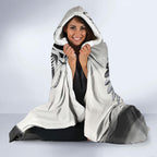 New Zealand Fantail Bird Hooded Blanket Maori Piwakawaka Kowhai Maori Pattern