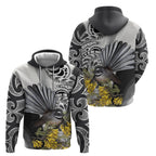 New Zealand Fantail Bird Hoodie Maori Piwakawaka Kowhai Maori Pattern