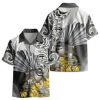 New Zealand Fantail Bird Kid Hawaiian Shirt Maori Piwakawaka Kowhai Maori Pattern