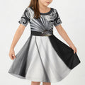 New Zealand Fantail Bird Kid Short Sleeve Dress Maori Piwakawaka Kowhai Maori Pattern