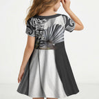 New Zealand Fantail Bird Kid Short Sleeve Dress Maori Piwakawaka Kowhai Maori Pattern