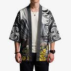 New Zealand Fantail Bird Kimono Maori Piwakawaka Kowhai Maori Pattern
