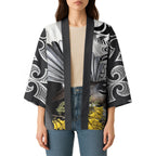 New Zealand Fantail Bird Kimono Maori Piwakawaka Kowhai Maori Pattern