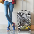 New Zealand Fantail Bird Luggage Cover Maori Piwakawaka Kowhai Maori Pattern