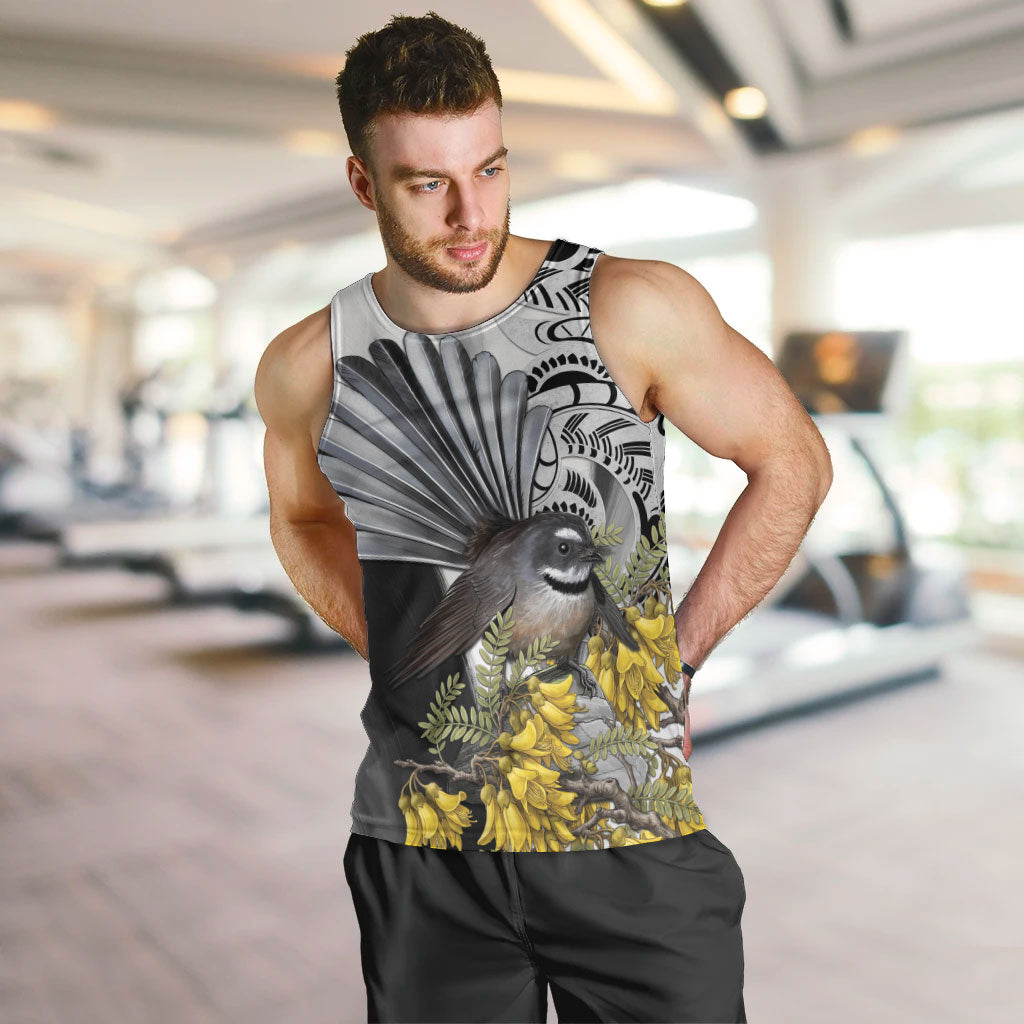 New Zealand Fantail Bird Men Tank Top Maori Piwakawaka Kowhai Maori Pattern