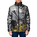 New Zealand Fantail Bird Padded Jacket Maori Piwakawaka Kowhai Maori Pattern