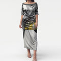 New Zealand Fantail Bird Puletasi Maori Piwakawaka Kowhai Maori Pattern