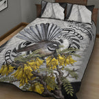 New Zealand Fantail Bird Quilt Bed Set Maori Piwakawaka Kowhai Maori Pattern
