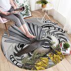 New Zealand Fantail Bird Round Carpet Maori Piwakawaka Kowhai Maori Pattern