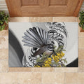 New Zealand Fantail Bird Rubber Doormat Maori Piwakawaka Kowhai Maori Pattern
