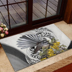 New Zealand Fantail Bird Rubber Doormat Maori Piwakawaka Kowhai Maori Pattern