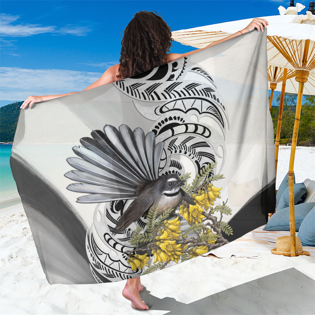 New Zealand Fantail Bird Sarong Maori Piwakawaka Kowhai Maori Pattern