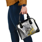 New Zealand Fantail Bird Shoulder Handbag Maori Piwakawaka Kowhai Maori Pattern