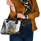 New Zealand Fantail Bird Shoulder Handbag Maori Piwakawaka Kowhai Maori Pattern