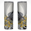 New Zealand Fantail Bird Skinny Tumbler Maori Piwakawaka Kowhai Maori Pattern