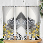 New Zealand Fantail Bird Skinny Tumbler Maori Piwakawaka Kowhai Maori Pattern