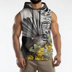 New Zealand Fantail Bird Sleeveless Hoodie Maori Piwakawaka Kowhai Maori Pattern