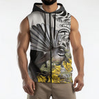 New Zealand Fantail Bird Sleeveless Zip Hoodie Maori Piwakawaka Kowhai Maori Pattern