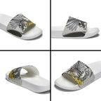 New Zealand Fantail Bird Slide Sandals Maori Piwakawaka Kowhai Maori Pattern