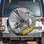 New Zealand Fantail Bird Spare Tire Cover Maori Piwakawaka Kowhai Maori Pattern