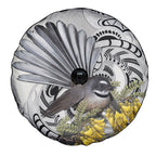 New Zealand Fantail Bird Spare Tire Cover Maori Piwakawaka Kowhai Maori Pattern