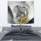 New Zealand Fantail Bird Tapestry Maori Piwakawaka Kowhai Maori Pattern