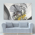 New Zealand Fantail Bird Tapestry Maori Piwakawaka Kowhai Maori Pattern