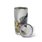 New Zealand Fantail Bird Tumbler Cup Maori Piwakawaka Kowhai Maori Pattern