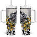 New Zealand Fantail Bird Tumbler With Handle Maori Piwakawaka Kowhai Maori Pattern