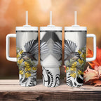 New Zealand Fantail Bird Tumbler With Handle Maori Piwakawaka Kowhai Maori Pattern