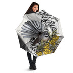 New Zealand Fantail Bird Umbrella Maori Piwakawaka Kowhai Maori Pattern