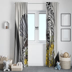 New Zealand Fantail Bird Window Curtain Maori Piwakawaka Kowhai Maori Pattern