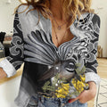New Zealand Fantail Bird Women Casual Shirt Maori Piwakawaka Kowhai Maori Pattern