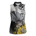 New Zealand Fantail Bird Women Sleeveless Polo Shirt Maori Piwakawaka Kowhai Maori Pattern