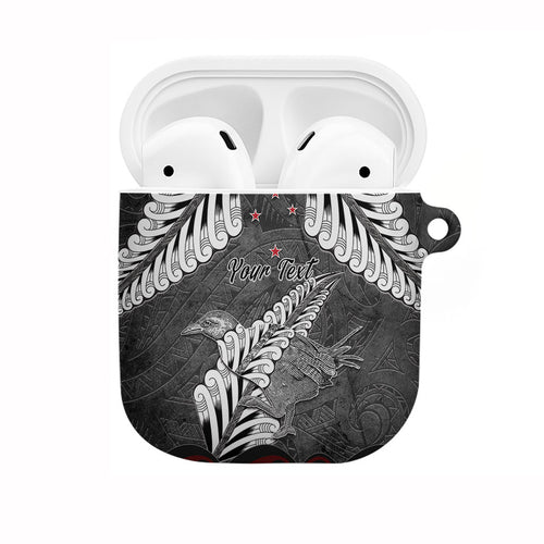 New Zealand Weka Personalised AirPods Case Aotearoa Hen Silver Fern Maori Pattern