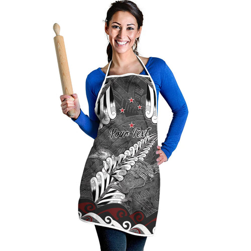 New Zealand Weka Personalised Apron Aotearoa Hen Silver Fern Maori Pattern