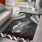 New Zealand Weka Personalised Area Rug Aotearoa Hen Silver Fern Maori Pattern